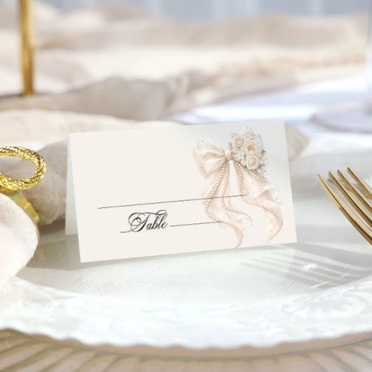 White Bow Bridal Shower Place Card Plaatskaartje