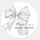 White Bow Bridal Shower Ronde Sticker (Voorkant)