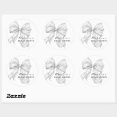 White Bow Bridal Shower Ronde Sticker (Vel)