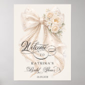 White Bow Bridal Shower Welcome Poster (Voorkant)