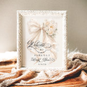 White Bow Bridal Shower Welcome Poster