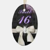 White Bow Diamant Kroonluchter Sweet Sixteen Keramisch Ornament (Links)