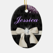 White Bow Diamant Kroonluchter Sweet Sixteen Keramisch Ornament (Achterkant)