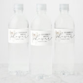 White Bow Elegant Chic Bridal Shower Party Waterfles Etiket (Flessen)