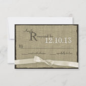 White Bow en Burlap bruiloft reactie RSVP Kaartje (Voorkant)