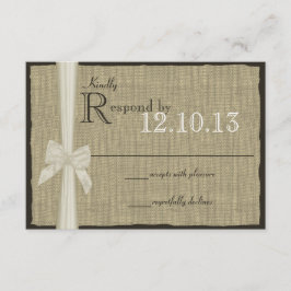 White Bow en Burlap bruiloft reactie RSVP Kaartje