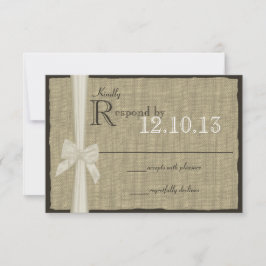 White Bow en Burlap bruiloft reactie RSVP Kaartje