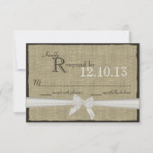 White Bow en Burlap bruiloft reactie RSVP Kaartje (Voorkant)