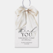 White Bow Favors Vrijgezellenfeest Dank u Cadeaulabel (Voorkant)
