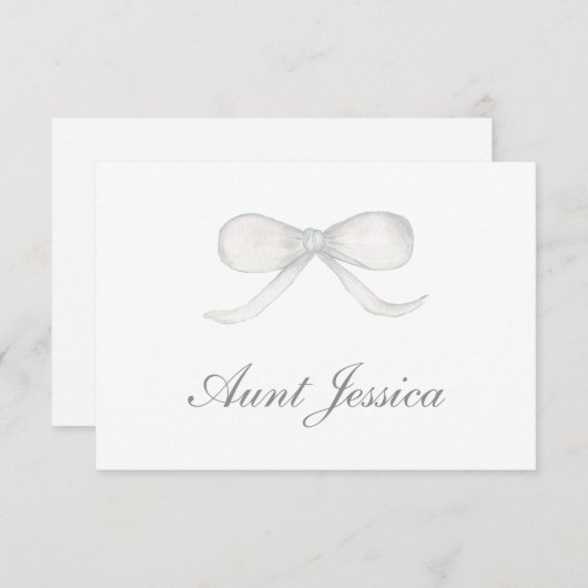 White Bow Flat Place Card (Voorkant / Achterkant)