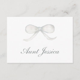 White Bow Flat Place Card