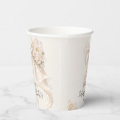 White Bow Floral Bridal Shower Papieren Bekers (Rechts)