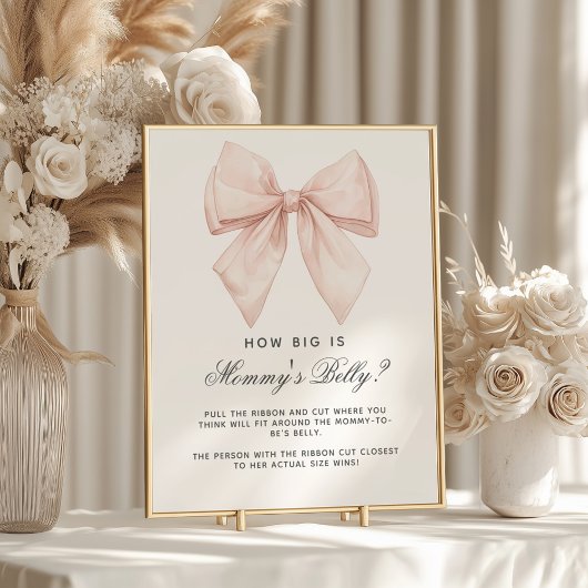 White Bow Hoe groot is het buikdouchespel van mama Poster