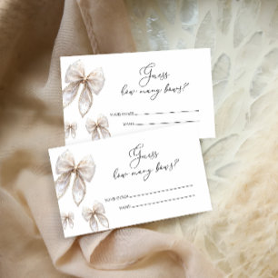 White Bow Hoeveel Bogen Baby shower Game Informatiekaartje