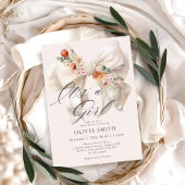 White Bow is een meisje bloemenBaby shower Kaart