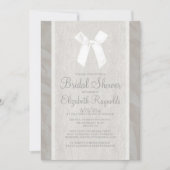 White Bow Linen Bridal Shower Invitations Kaart (Voorkant)
