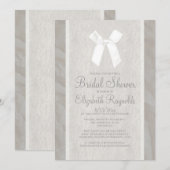 White Bow Linen Bridal Shower Invitations Kaart (Voorkant / Achterkant)
