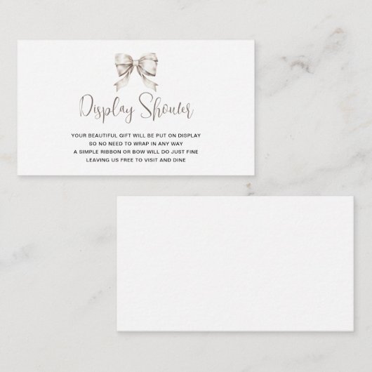 White Bow lint Display Douche Informatiekaartje (Voorkant / Achterkant)