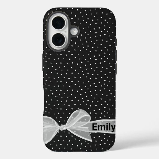 White bow met naam op Stippen iPhone / iPad case (Achterkant)