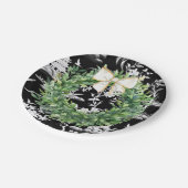 White Bow Monogram Chinoiserie Preppy Papieren Bordje (Gekanteld)