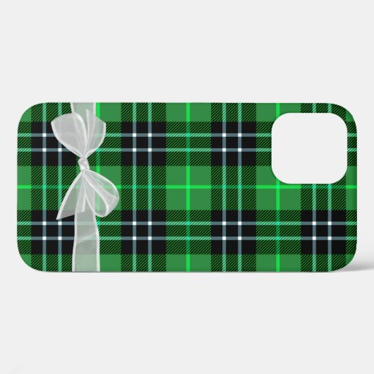 White bow on Green Tartan Pset Case-Mate iPhone Case (Achterkant (horizontaal))