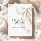 White Bow Parels Bruids Douche Uitnodiging