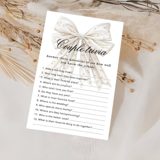 White Bow Parels Paar Trivia Vrijgezellenfeest Spe