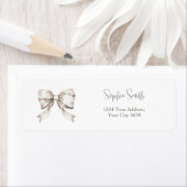 White Bow Ribbon  Baby shower Adres Etiket (Insitu)