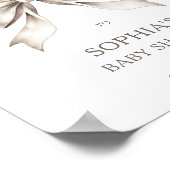 White Bow Ribbon  Baby shower Welkom Poster (Hoek)