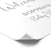 White Bow Ribbon  Baby shower Welkom Poster (Hoek)