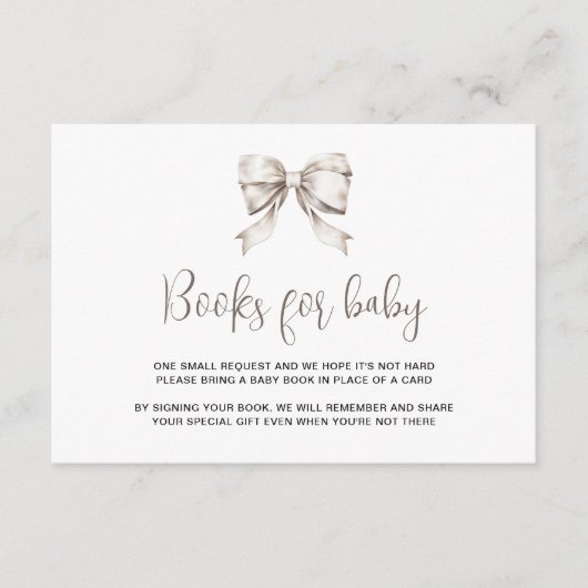 White Bow Ribbon  Boeken voor baby Informatiekaartje (Voorkant)