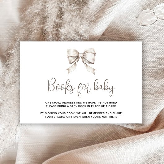White Bow Ribbon Boeken voor baby Informatiekaartje