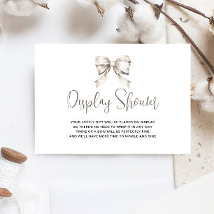 White Bow Ribbon  Display Shower Informatiekaartje