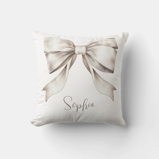 White Bow Ribbon  Nursery Kussen (Voorkant)