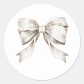 White Bow Ribbon Ronde Sticker (Voorkant)