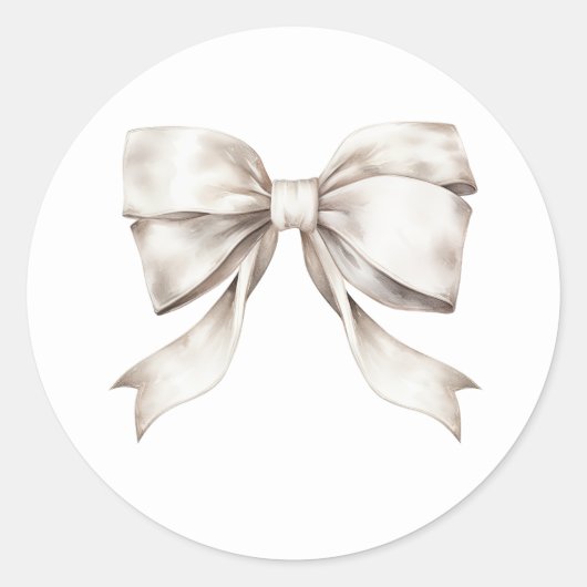 White Bow Ribbon  Ronde Sticker (Voorkant)