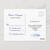 White bow Sequin Blue Typography Weddenschap RSVP  Briefkaart (Achterkant)