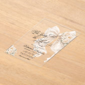 White Bow She's Tying the Knot Bridal Shower Acryl Uitnodigingen (Laagn)