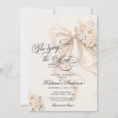 White Bow She's Tying the Knot Bridal Shower Kaart (Voorkant)