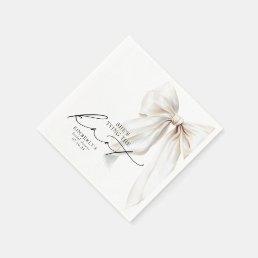White Bow She's Tying the Knot Bridal Shower Servet (Hoek)