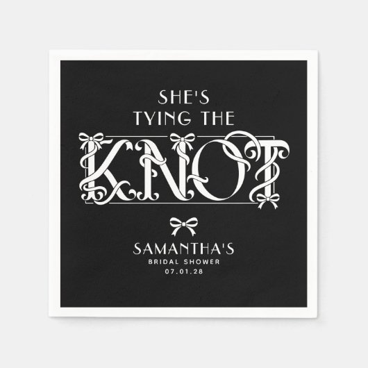 White Bow She's Tying the Knot Chic Bridal Shower Servet (Voorkant)