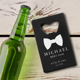White bow Stropdas Best Man Personalized Weddensch Creditkaart Flessenopener