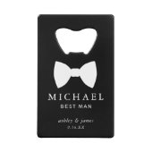 White bow Stropdas Best Man Personalized Weddensch Creditkaart Flessenopener (Voorkant)
