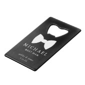White bow Stropdas Best Man Personalized Weddensch Creditkaart Flessenopener (Voorkant Gekanteld)
