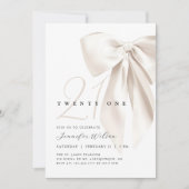 White Bow Twenty One Verjaardag Uitnodiging (Voorkant)
