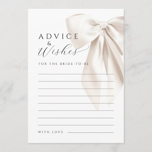 White Bow Vrijgezellenfeest Advies & Wishes Kaart (Voorkant)