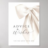 White Bow Vrijgezellenfeest Advies & Wishes Tafelt Poster (Voorkant)