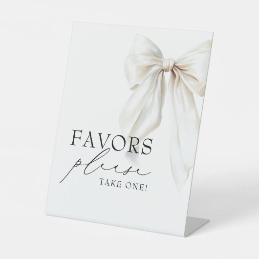 White Bow Vrijgezellenfeest Favors Reclamebord Met Voetstuk (Voorkant)