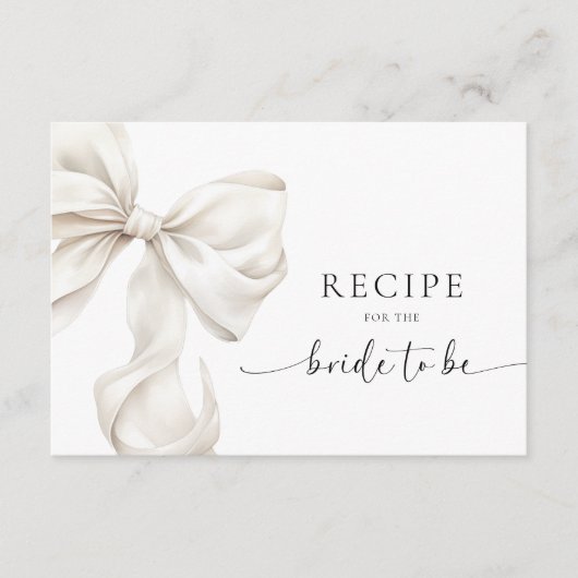 White Bow Vrijgezellenfeest Recept Enclosure Kaart (Voorkant)