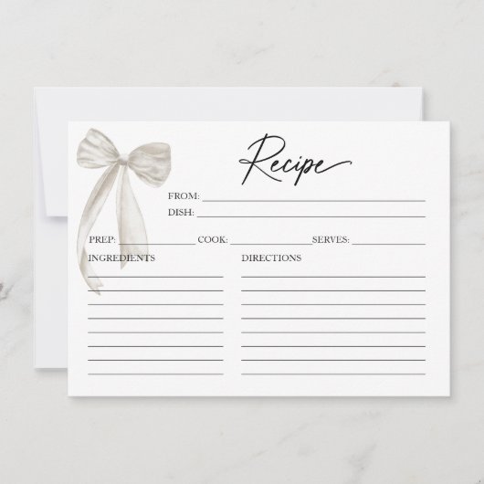 White Bow Vrijgezellenfeest Recept Kaart (Voorkant)